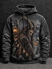 Herren-Krampusnacht-Kapuzenpullover mit Aufdruck