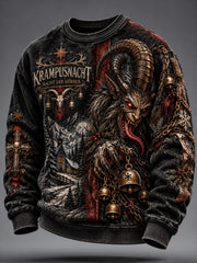 Herren-Krampus-Print-Lässiges Rundhals-Sweatshirt