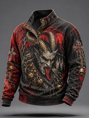 Herren Krampus Grafik Sweatshirt mit vier Knöpfen