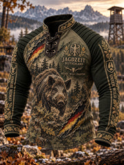 Herren-Longsleeve mit Raglanärmeln und grafischem Print für die Jagdsaison