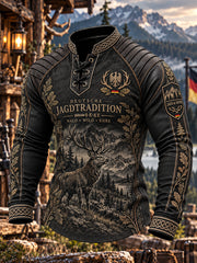 Herren-Longsleeve mit Raglanärmeln und grafischem Print für die Jagdsaison