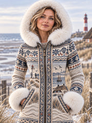 Küstenkunst-Kapuzenjacke für Damen