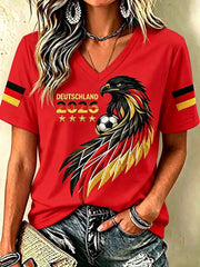 Damen-T-Shirt mit Deutschland-Fußballfan-Print