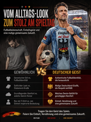 Herren-T-Shirt mit deutscher Flagge, Schwarzadler-, Denim- und Patchwork-Print, lässig