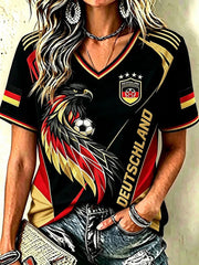 Damen-T-Shirt mit kurzen Ärmeln für Deutschland-Fußballfans