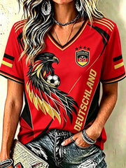 Damen-T-Shirt mit kurzen Ärmeln für Deutschland-Fußballfans