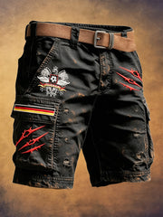 Herren-Shorts im Vintage-Stil mit zerknittertem Fußball-Druck für Freizeit und Arbeit