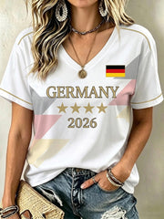 Damen-T-Shirt mit Fußballmotiv für deutsche Fußballfans
