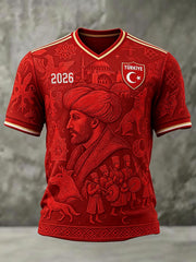 Erkek türkiye futbol v yaka t-shirt