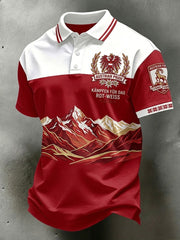 Retro österreich isches Alpine Print Casual Polo Shirt