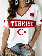 Kadın türkiye v yaka tişört