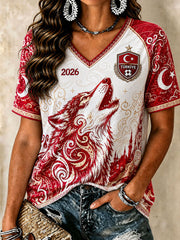 Kadın 2026 türkiye futbol v yaka t-shirt