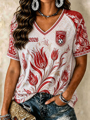 Damen-T-Shirts mit V-Ausschnitt zum Fußball in der Türkei 2026
