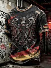 Herren Retro Schwarz Deutsch Fußball Print Casual Mode T-Shirt
