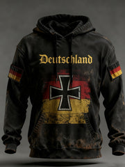Herren-Vintage-Hoodie mit deutscher Flagge als Kunstdruck