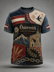 Herren-Art-Print-T-Shirt zur Erinnerung an den österreichischen Nationalfeiertag