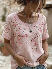 Frauen Brustkrebs rosa Blumen drucken lässig T-Shirt