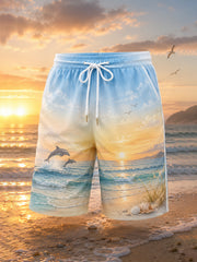 Herren-Casual-Shorts im kroatischen Stil, inspiriert vom Resort-Look, mit kunstvollen Prints