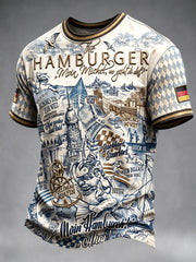 Herren-T-Shirt in deutschem Hamburger Stil mit Graffiti-Diamantmuster-Print, lässig geschnitten