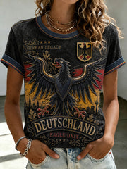 Damen-Vintage-Eagle-Graphic-T-Shirt mit kurzen Ärmeln