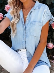 Damen-Kurzarm-Jeans hemd lässig