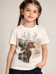 Kinder-T-Shirt mit Tiermotiv und kurzen Ärmeln