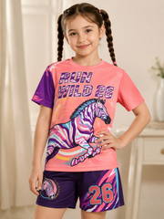 Kinder-Animiert-Shirt-Set mit kurzen Ärmeln