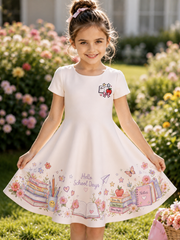 Kinder Schule Eingang Saison Kunstdruck Freizeit kleid