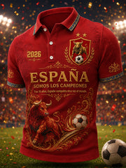 Herren-We-Are-The-Champions-2026-Print – Feierliches Geschenk für spanische Fußballfans – Lässiges Poloshirt