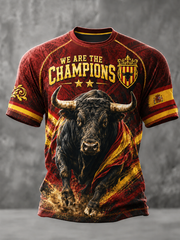 Herren-T-Shirt aus Spanien „We Are the Champions“ mit kurzen Ärmeln