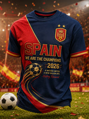 Herren-T-Shirt „We Are The Champions 2026“ mit Aufdruck – Feierliches Geschenk für spanische Fußballfans, lässiges Freizeit-Oberteil