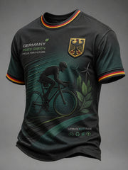 Umweltfreundliches Herren-T-Shirt mit kurzen Ärmeln und Fahrradmotiv-Print