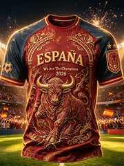 Herren-T-Shirt 2026 Spanien Fußballfans Freizeit Kurzarm