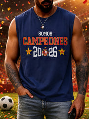 Herren Wir sind die Champions 2026 Print Feiern España Champions Geschenk für Fußballfans Casual Tank Top