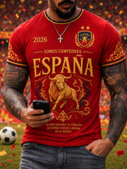 Herren-T-Shirt „We Are The Champions 2026“ mit Aufdruck – Feierliches Geschenk für spanische Fußballfans, lässiges Freizeit-Oberteil
