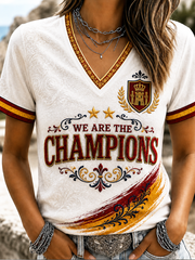 Spanien-Damen-T-Shirt „We Are the Champions“ mit kurzen Ärmeln