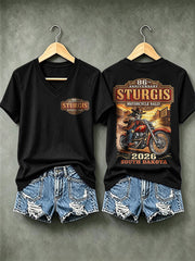 Damen Motorrad Rallye Bedrucktes T-Shirt