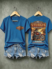Damen Motorrad Rallye Bedrucktes T-Shirt