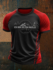 Herren-T-Shirt mit kurzen Ärmeln und Aufdruck „Ich bin selten radlos“