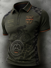 Herren-Poloshirt mit kurzen Ärmeln und Fahrradmotiv-Print