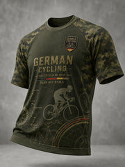 Herren-Raglan-T-Shirt mit kurzen Ärmeln und Fahrrad-Motiv-Print