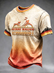 Herren-Retro-Radfahr-T-Shirt in deutscher Optik mit Farbverlauf und lässigem Druck