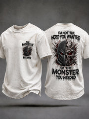 Herren-T-Shirts mit dem Spruch „Ich bin nicht der Held, den du dir gewünscht hast – ich bin das Monster, das du gebraucht hast“