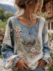 Frauen Österreich ische ländliche Kultur Baumwolle-Leinen-Shirt