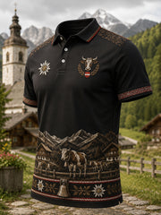Herren-Polo mit Kunstdruck im österreichischen Landhausstil