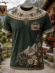 Herren-Casual-T-Shirt im österreichischen Landhausstil mit Kunstdruck