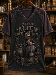 Frauen-Humor-Slogan-V-Ausschnitt-Off‑Shoulder-Kurzarm-T-Shirt