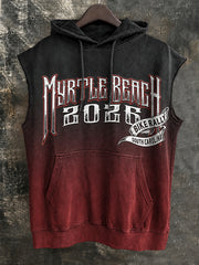 Herren-Kapuzen-Sweatshirt ohne Ärmel mit Print zum Myrtle-Beach-Radtreffen
