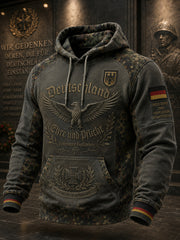 Herren-Vintage-Kapuzenpullover mit Camouflage-Print und langen Ärmeln, im Veteranen-Stil
