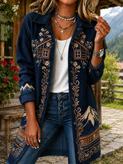 Damen-Vintage-Jacke mit österreichischem Landschaftsdruck und